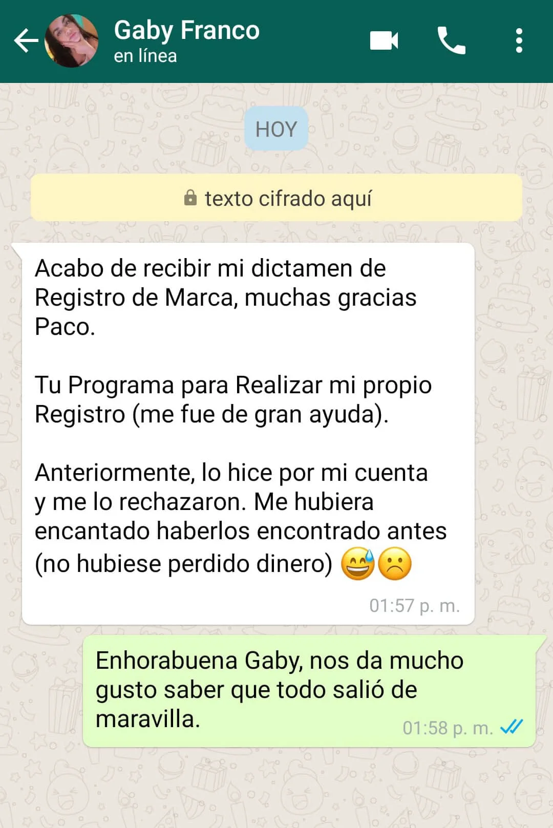 Registro de Marca Testimonio GabyF